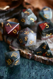 Bloodstone Gemstone Dice Set