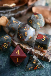 Bloodstone Gemstone Dice Set