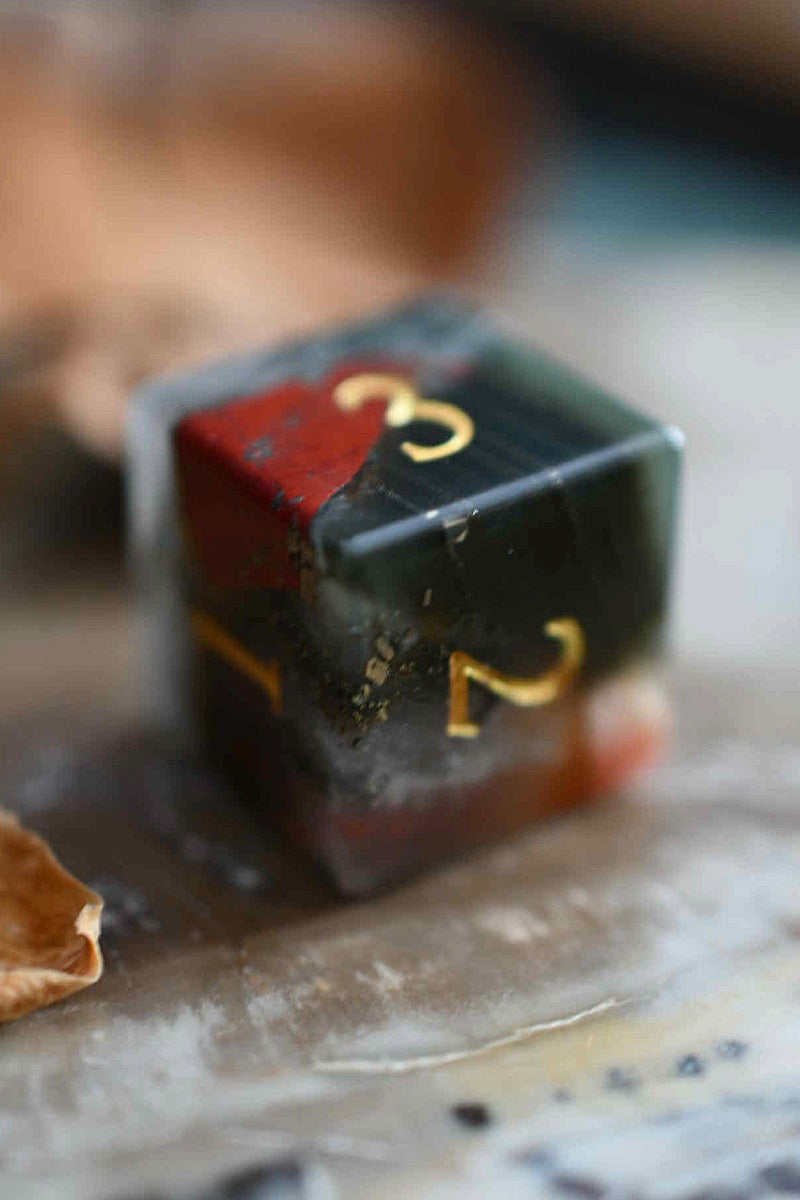 Bloodstone Gemstone Dice Set