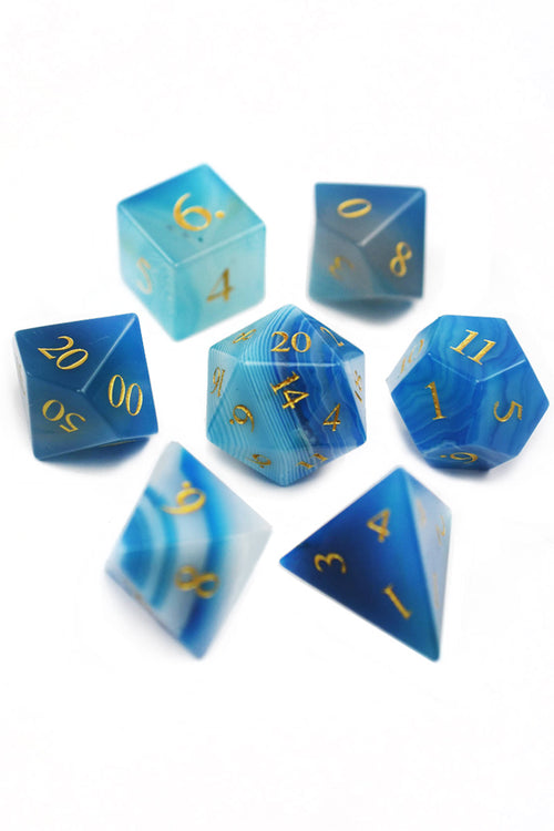 Blue Agate Gemstone Dice Set