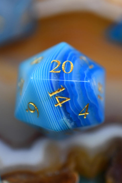 Blue Agate Gemstone Dice Set