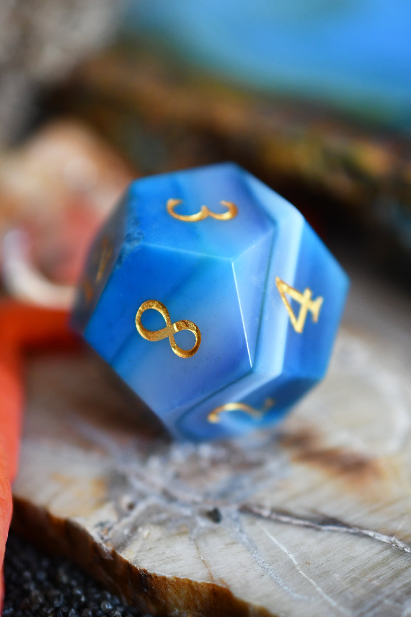 Blue Agate Gemstone Dice Set