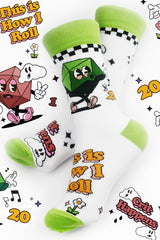 Lucky Socks - Retro Dice Mascots with Matching Dice Set