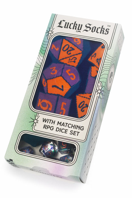 Lucky Socks - Dice Stacks Socks with Matching Dice Set