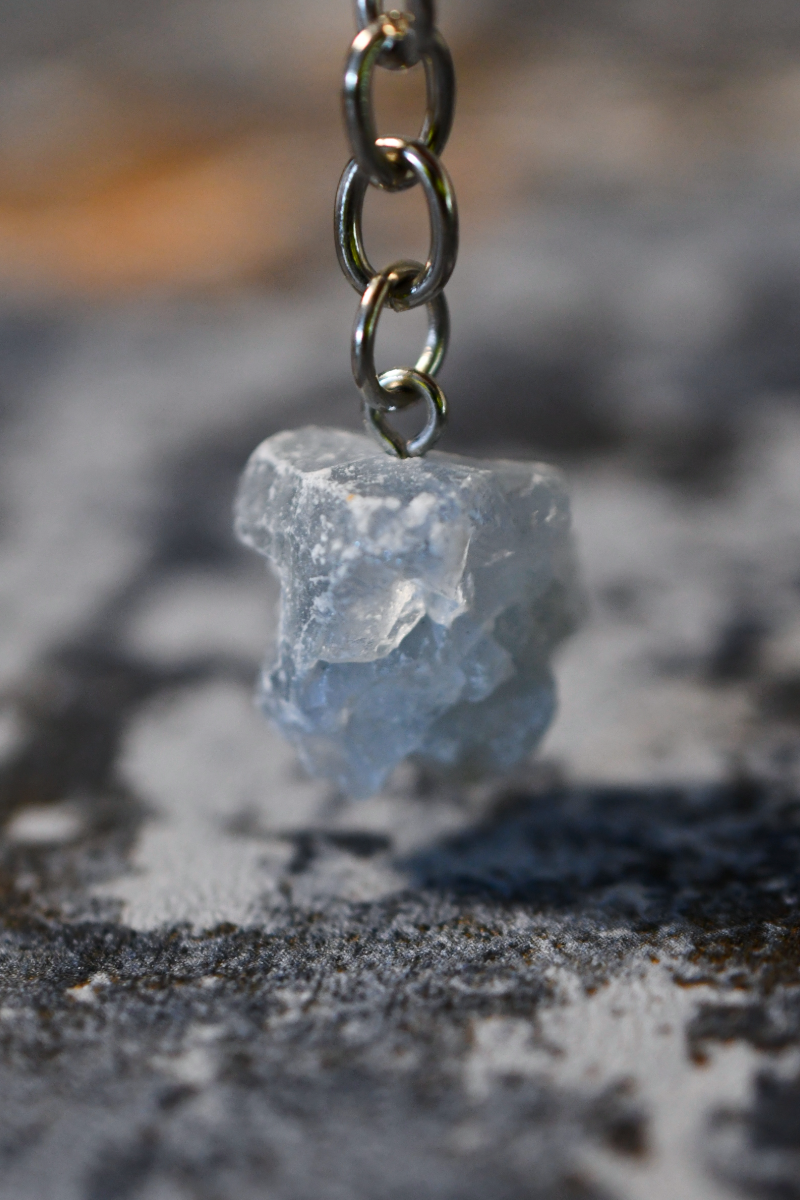 Celestite Crystal Keyring