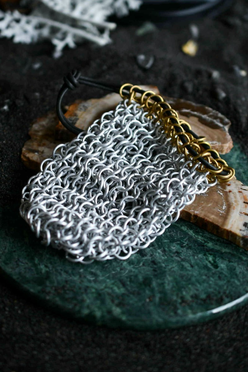 Chainmail Dice Bag with Brass Detail