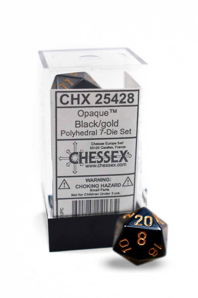 Chessex Dice Set - Black/Gold Opaque™️