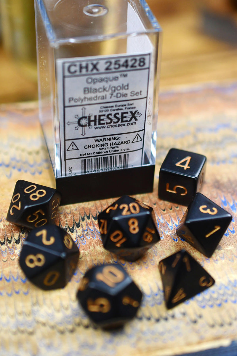 Chessex Dice Set - Black/Gold Opaque™️