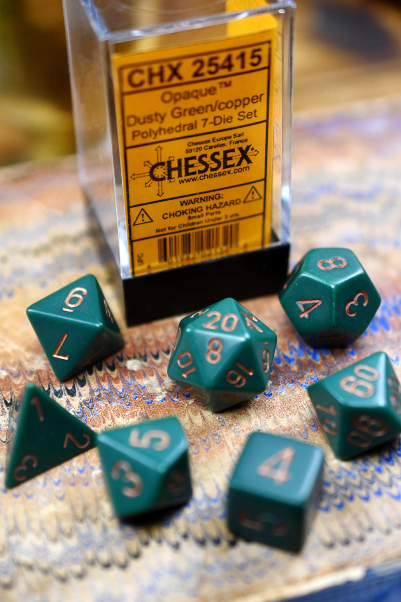 Chessex Dice Set - Dusty Green/Copper Opaque™️