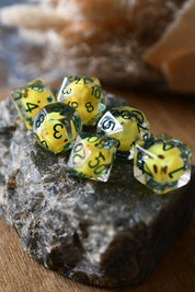 Hen, Chick and Eggs - Acrylic Dice Set with Bonus XL d20