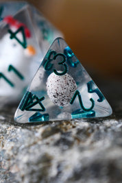 Hen, Chick and Eggs - Acrylic Dice Set with Bonus XL d20