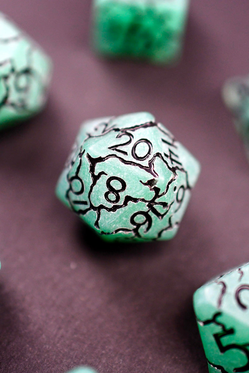 Cracked Emeralds - Acrylic Dice Set