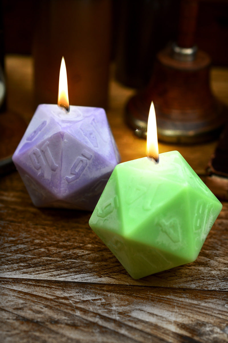 D20 Candle Duo - Green and Purple