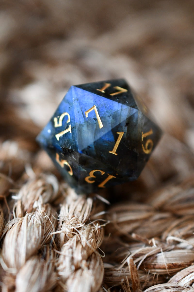 Dark Labradorite Gemstone Dice Set