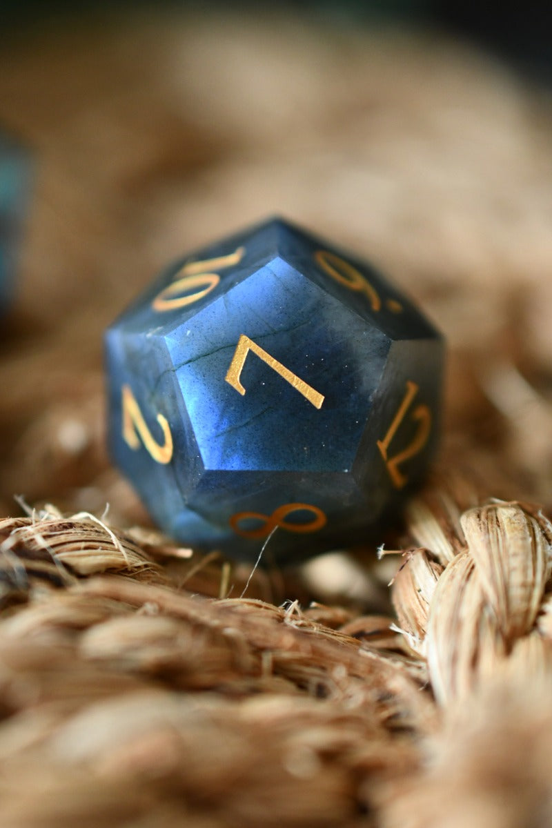Dark Labradorite Gemstone Dice Set