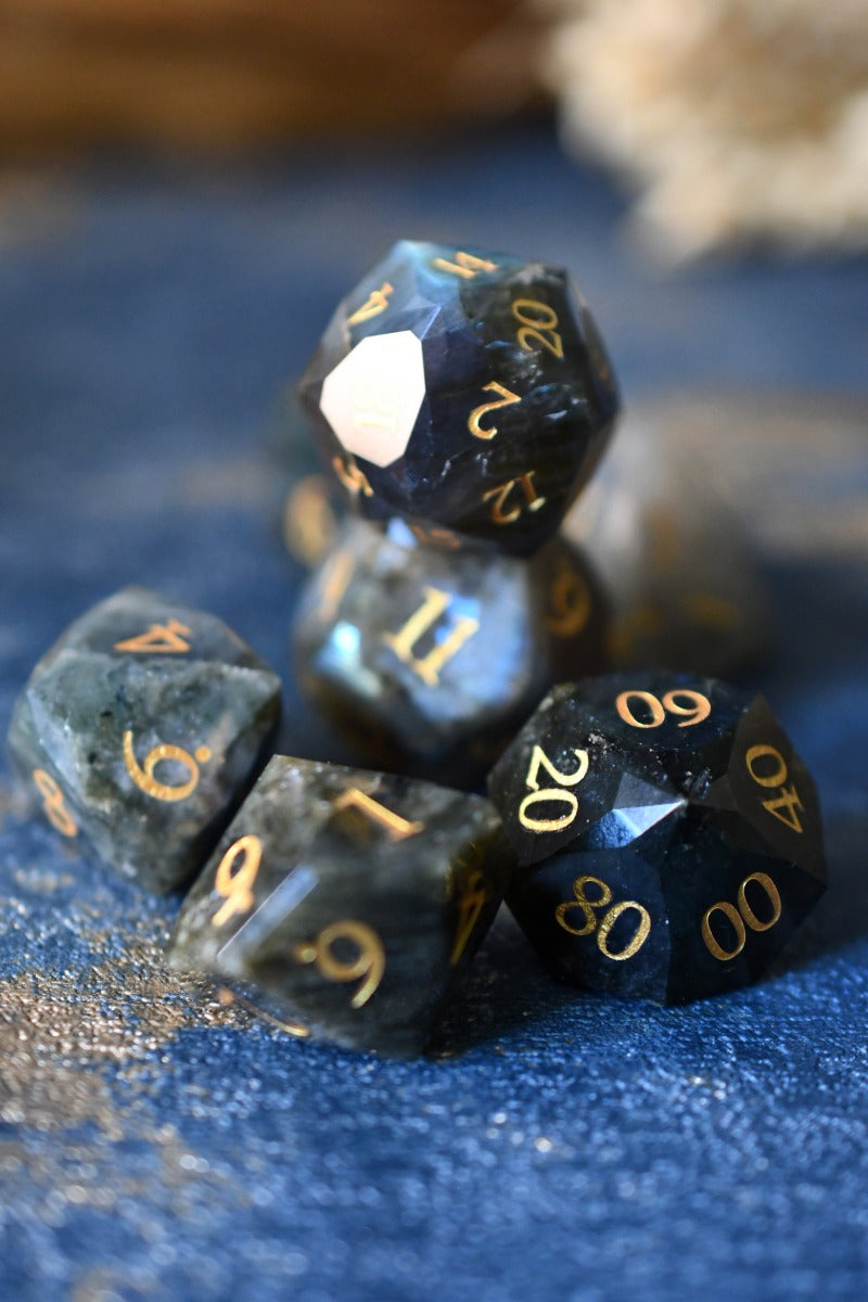 Diamond Cut Labradorite Gemstone Dice Set