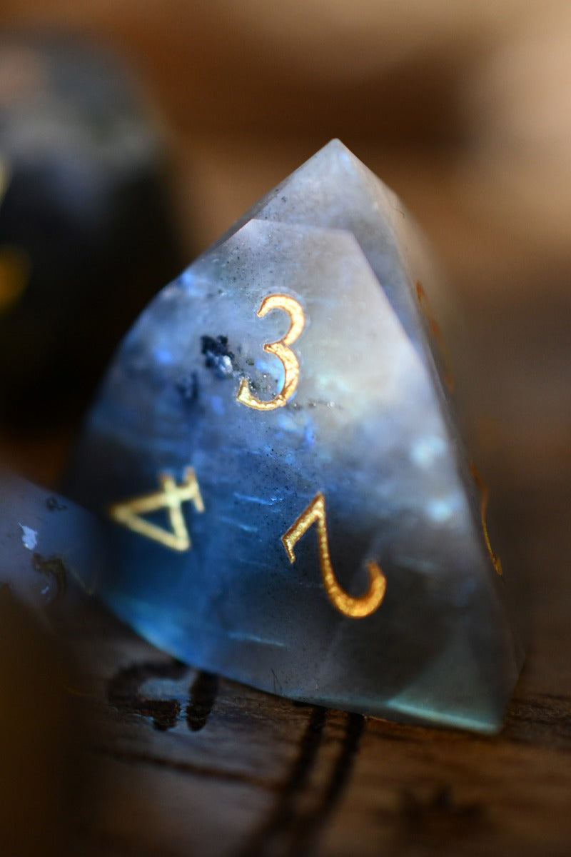 Diamond Cut Labradorite Gemstone Dice Set