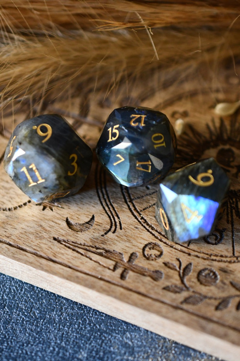 Diamond Cut Labradorite Gemstone Dice Set