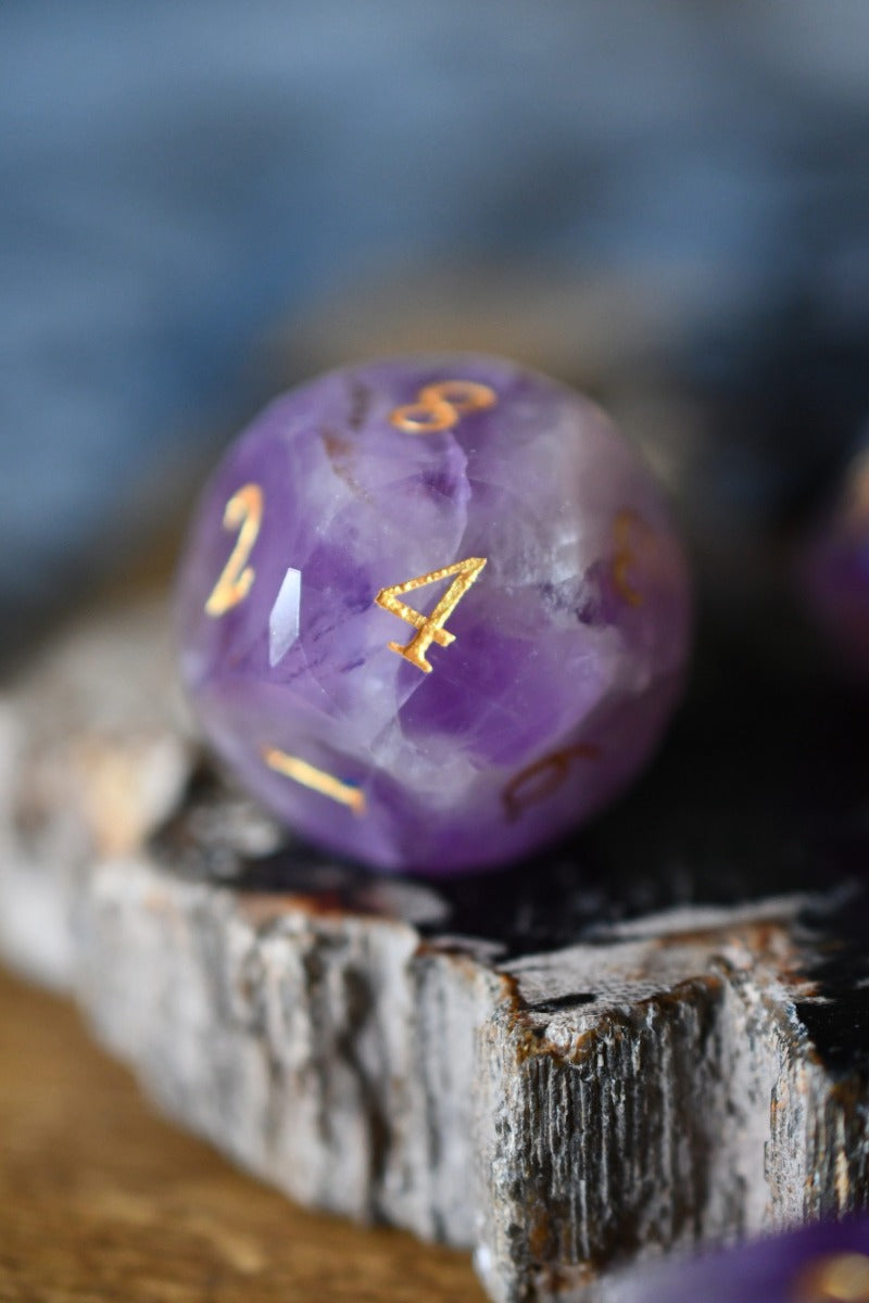 Diamond Cut Amethyst Gemstone Dice Set