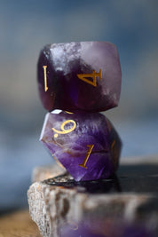 Diamond Cut Amethyst Gemstone Dice Set