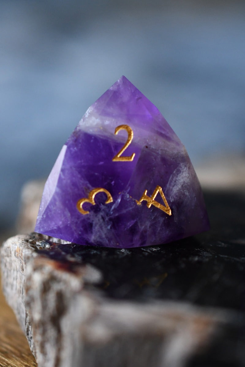 Diamond Cut Amethyst Gemstone Dice Set