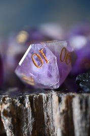 Diamond Cut Amethyst Gemstone Dice Set