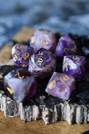 Diamond Cut Amethyst Gemstone Dice Set