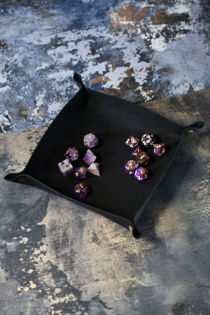 Midnight Black Handmade Dice Tray
