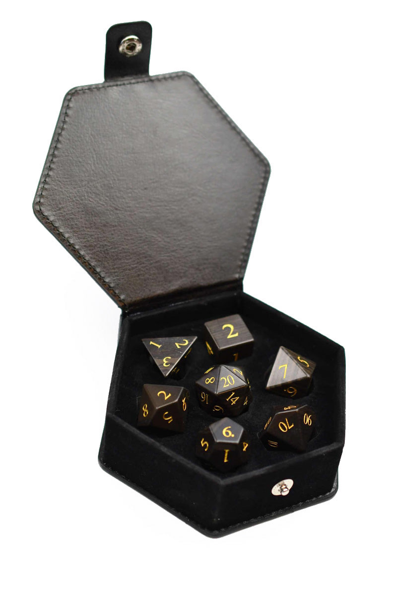 Fossilised Ebony Gemstone Dice Set