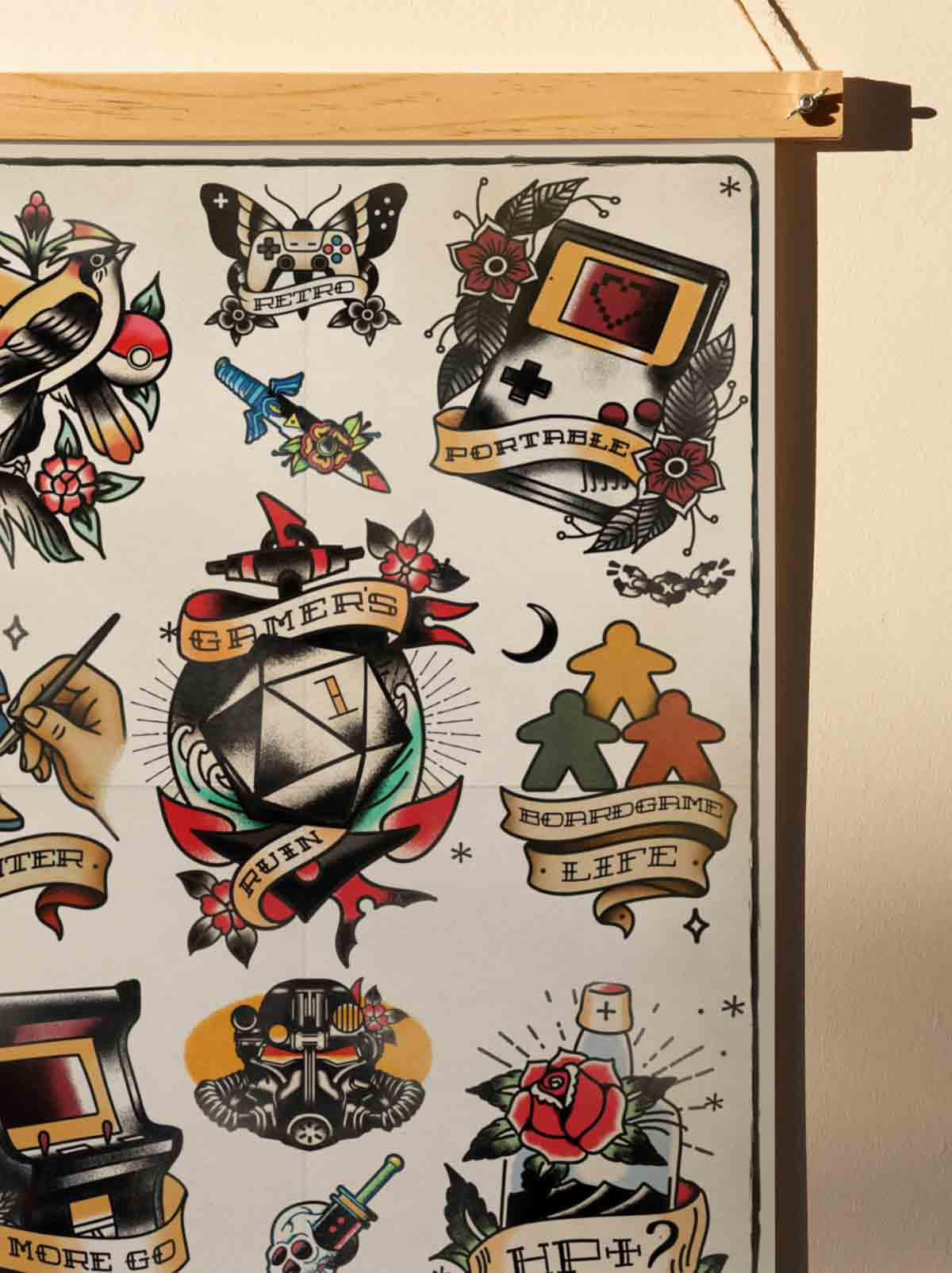 Gaming Tattoo Flash - Art Print