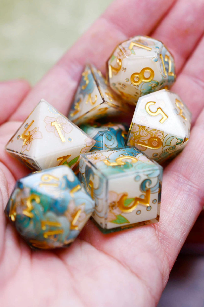 Gilded Garden - Premium Sharp Edge Dice Set