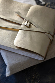 A5 Handmade Leather Luxury Paper Campaign Journal - Metallic Gold