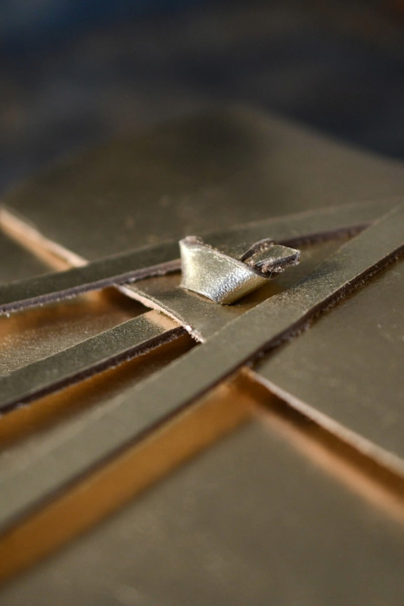 A5 Handmade Leather Luxury Paper Campaign Journal - Metallic Gold