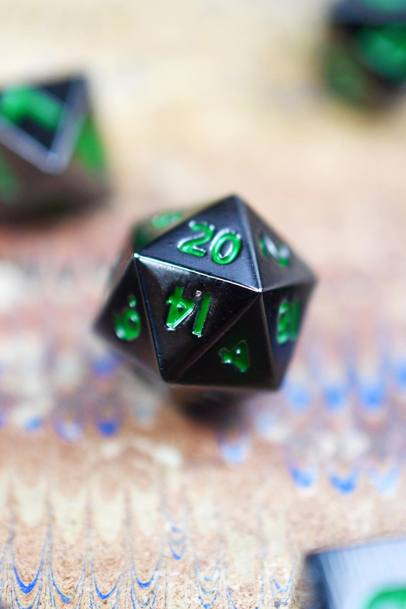 Dark Green Metal - Miniature Metal Dice Set