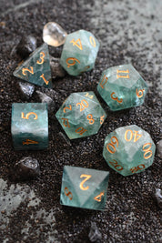 Green Fluorite Gemstone Dice Set