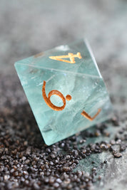 Green Fluorite Gemstone Dice Set