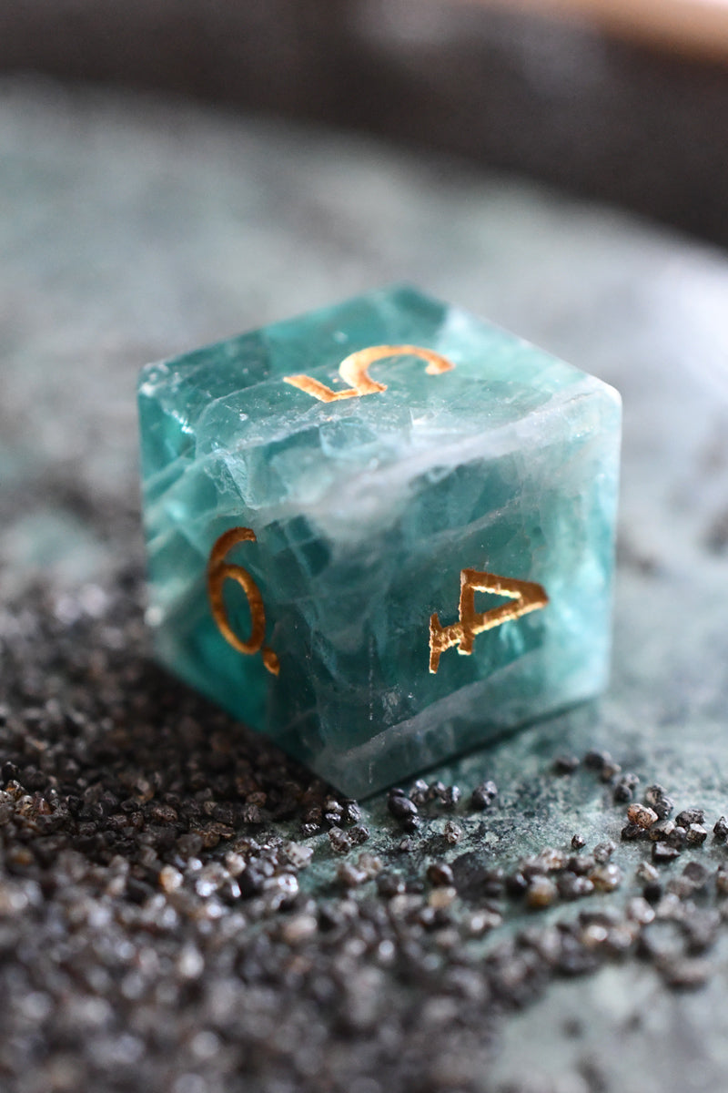 Green Fluorite Gemstone Dice Set
