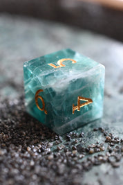 Green Fluorite Gemstone Dice Set