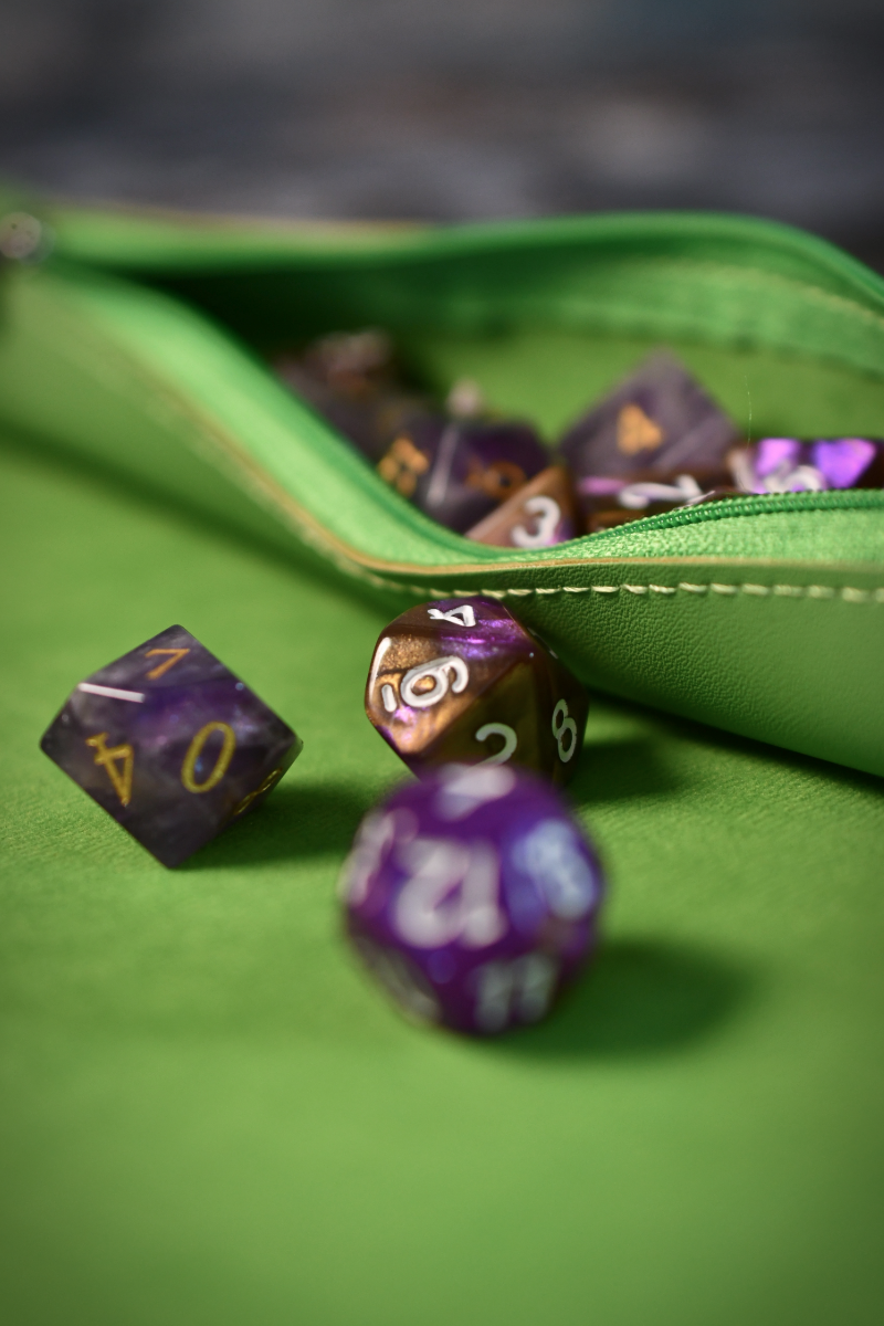 Dice Roll and Integrated Mat - Green Vegan Leather