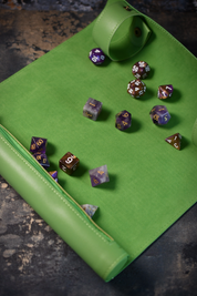 Dice Roll and Integrated Mat - Green Vegan Leather