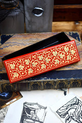 Gold Leaf Garnet - Hand-Painted Dice and Pencil Box