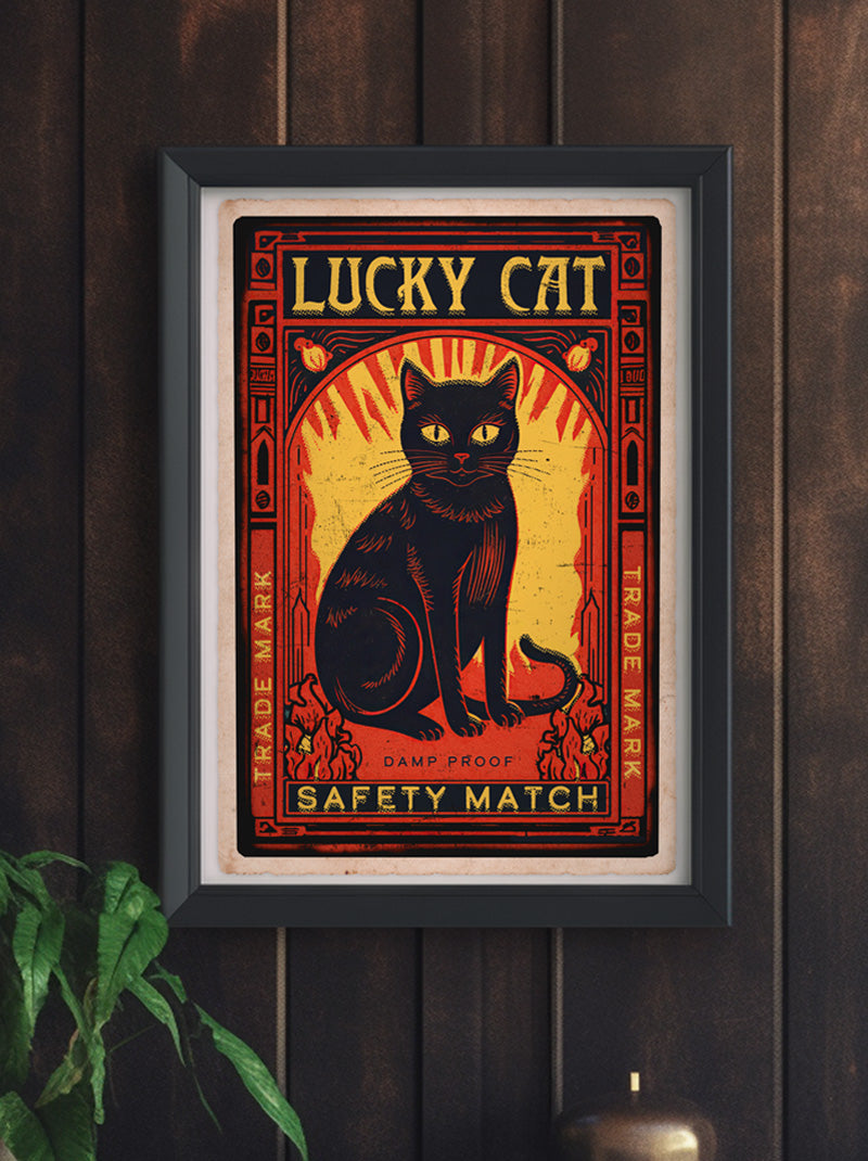 Lucky Cat Matchbook - Art Print