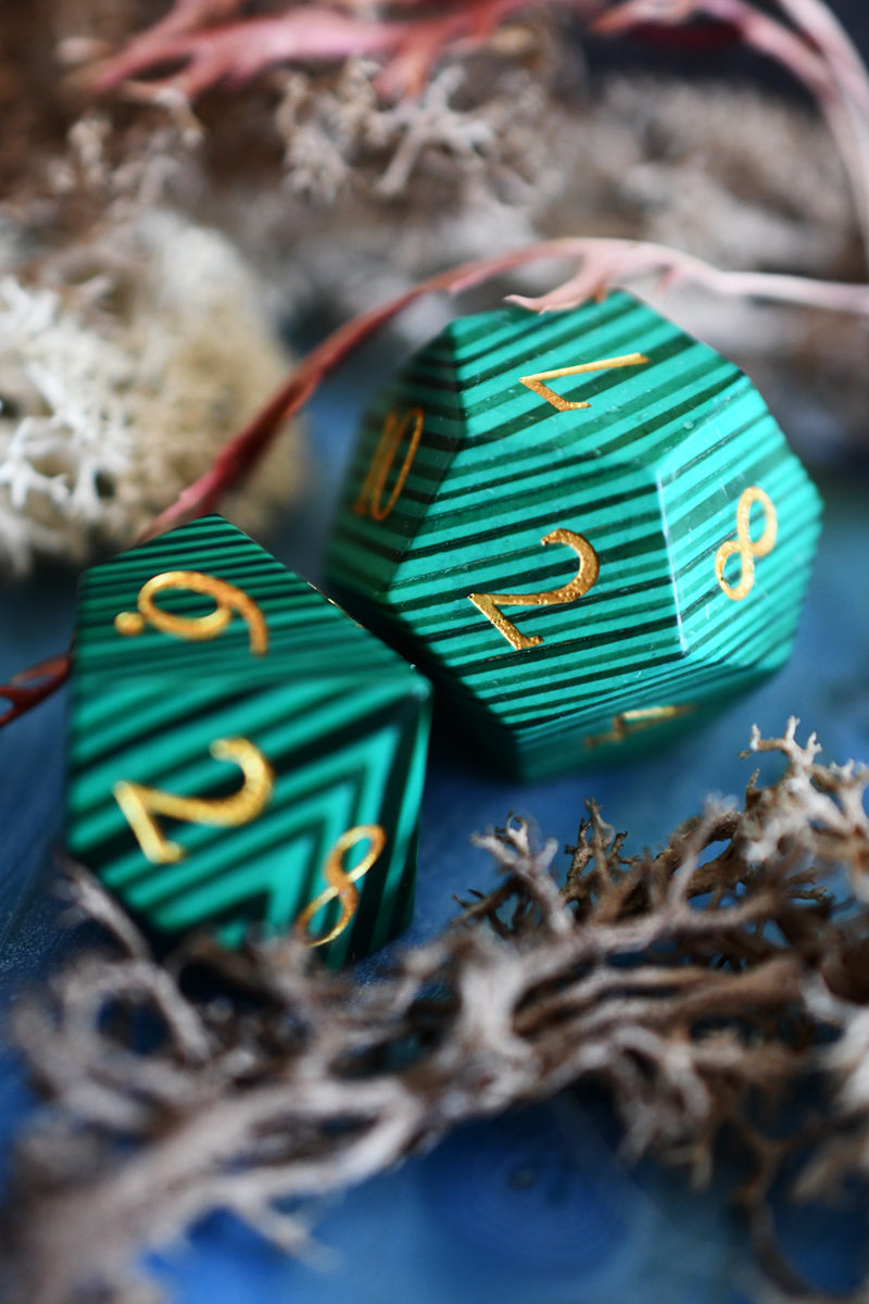 Malachite Gemstone Dice Set