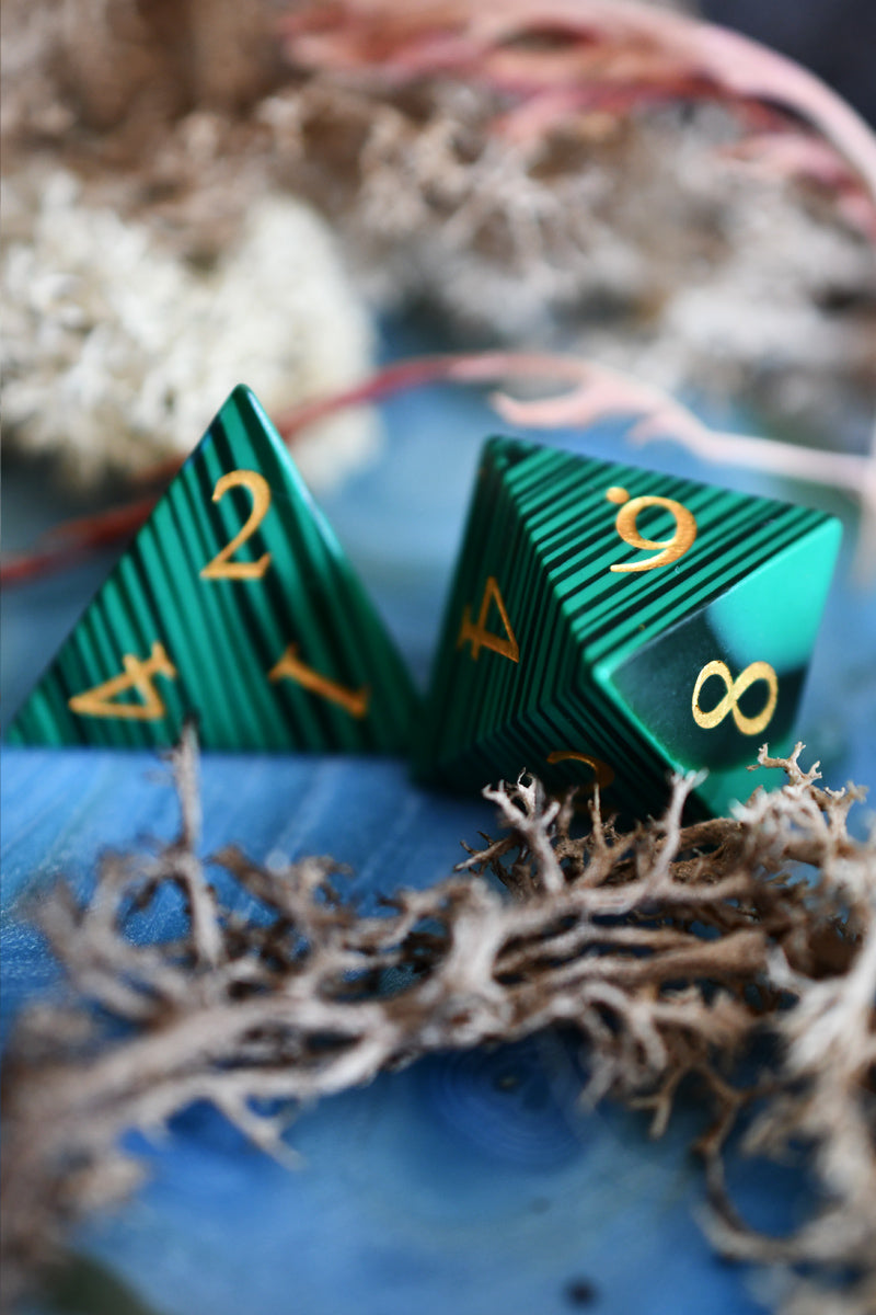 Malachite Gemstone Dice Set