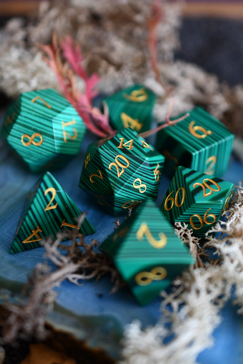 Malachite Gemstone Dice Set