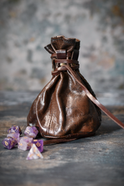 Merchant's Woven Leather Large Coin and Dice Pouch