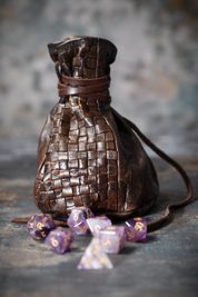 Merchant's Woven Leather Large Coin and Dice Pouch