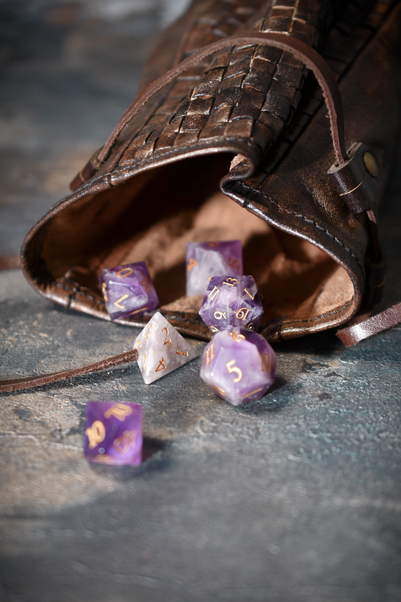 Merchant's Woven Leather Large Coin and Dice Pouch