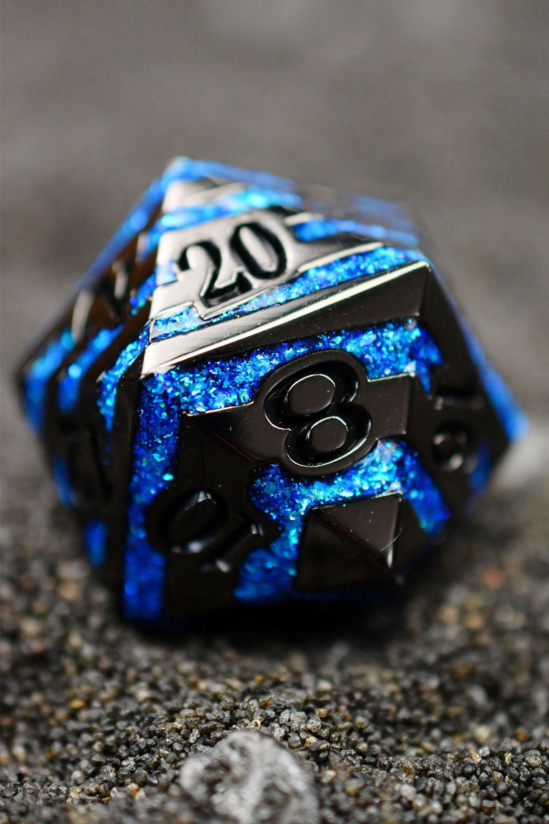 Mithril Blue Giant Metal Chonk d20