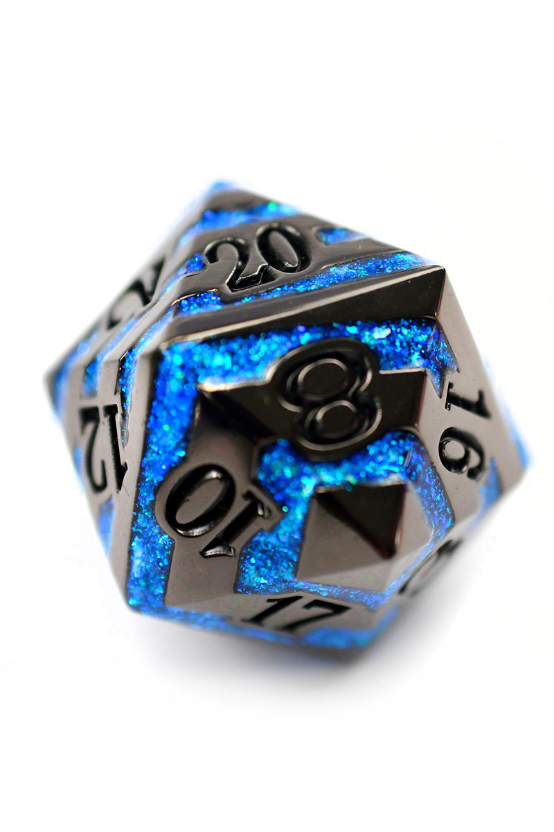 Mithril Blue Giant Metal Chonk d20